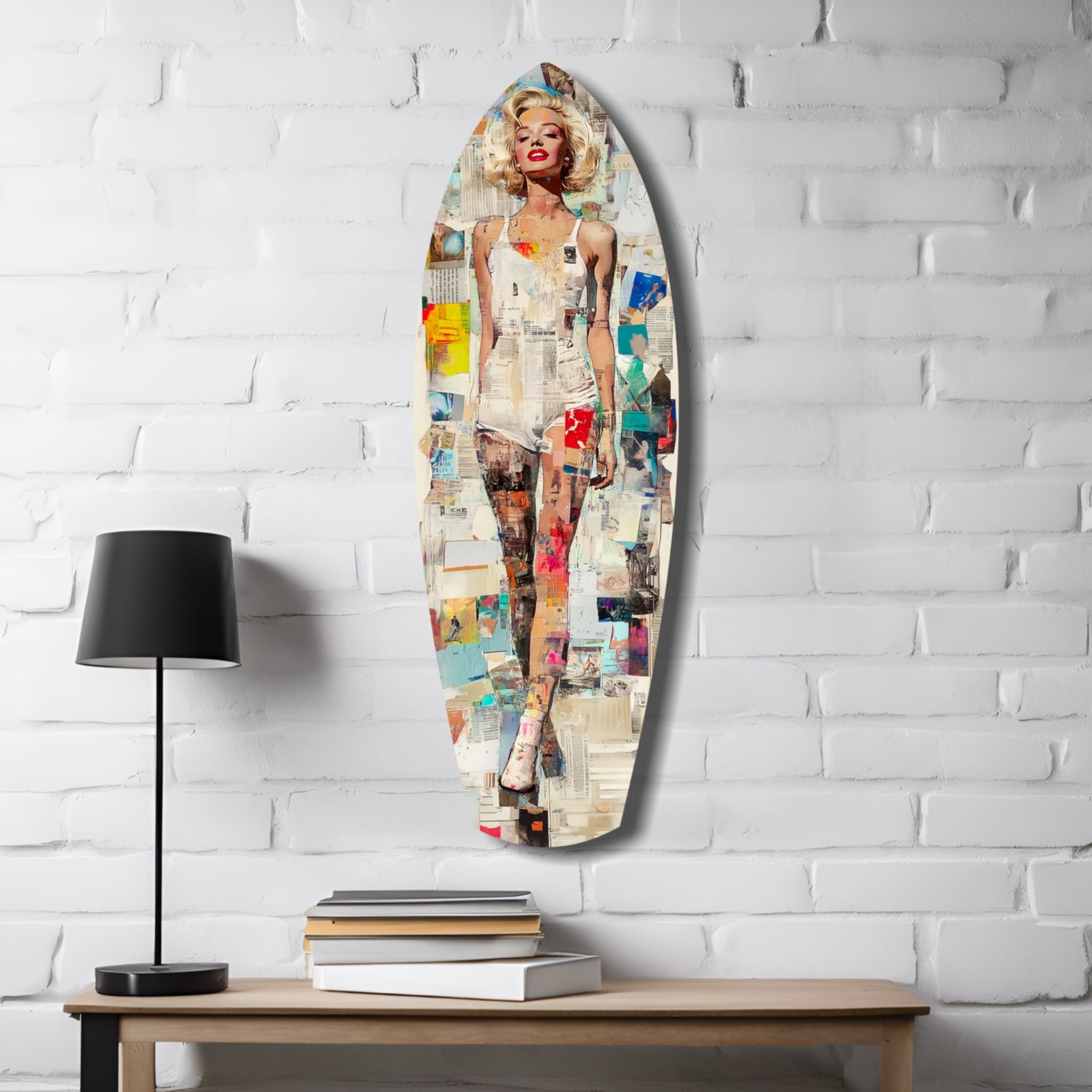 Marilyn in Vintage Swim Suit Glass Wall Art.