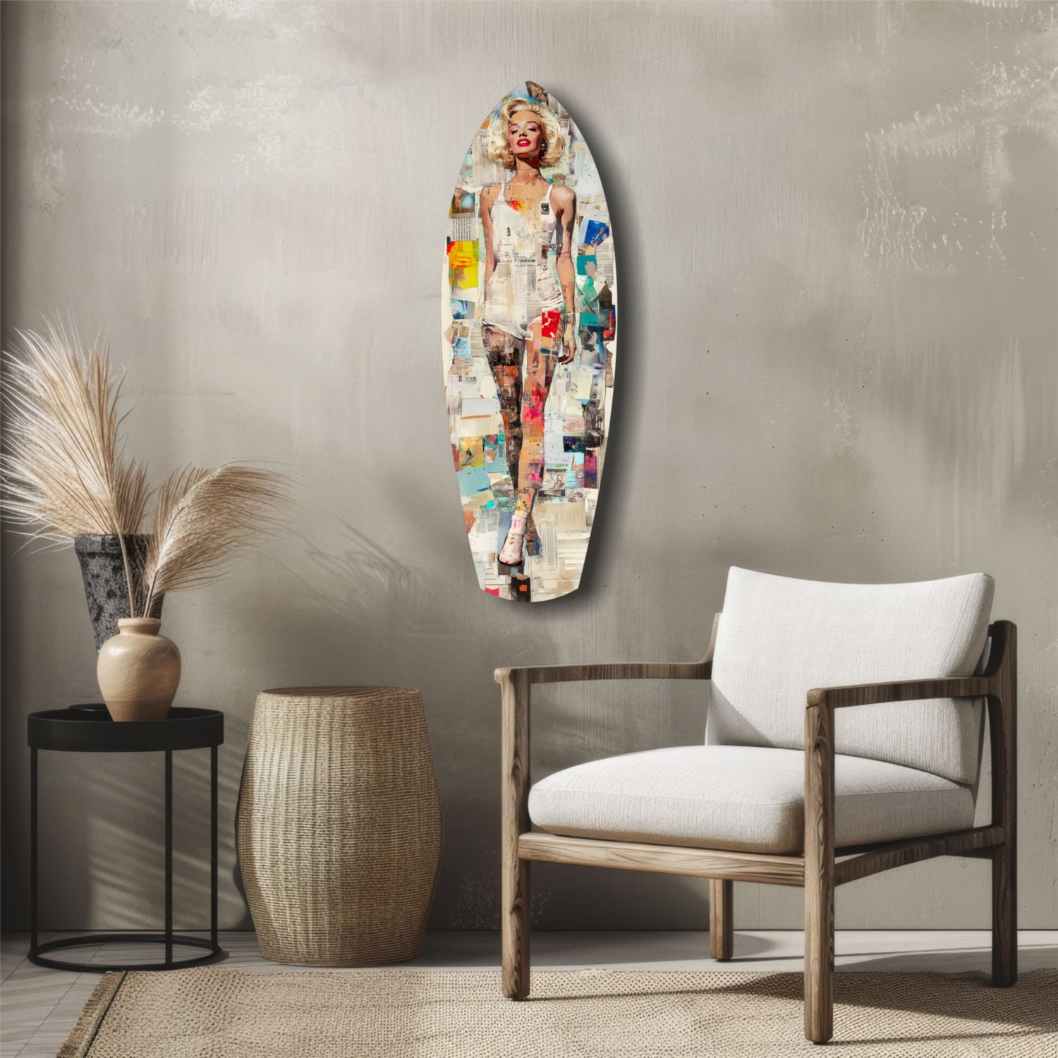 Marilyn in Vintage Swim Suit Glass Wall Art.