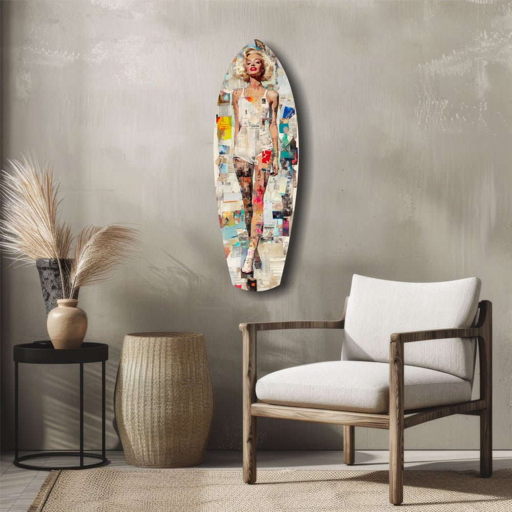 Marilyn in Vintage Swim Suit Glass Wall Art.