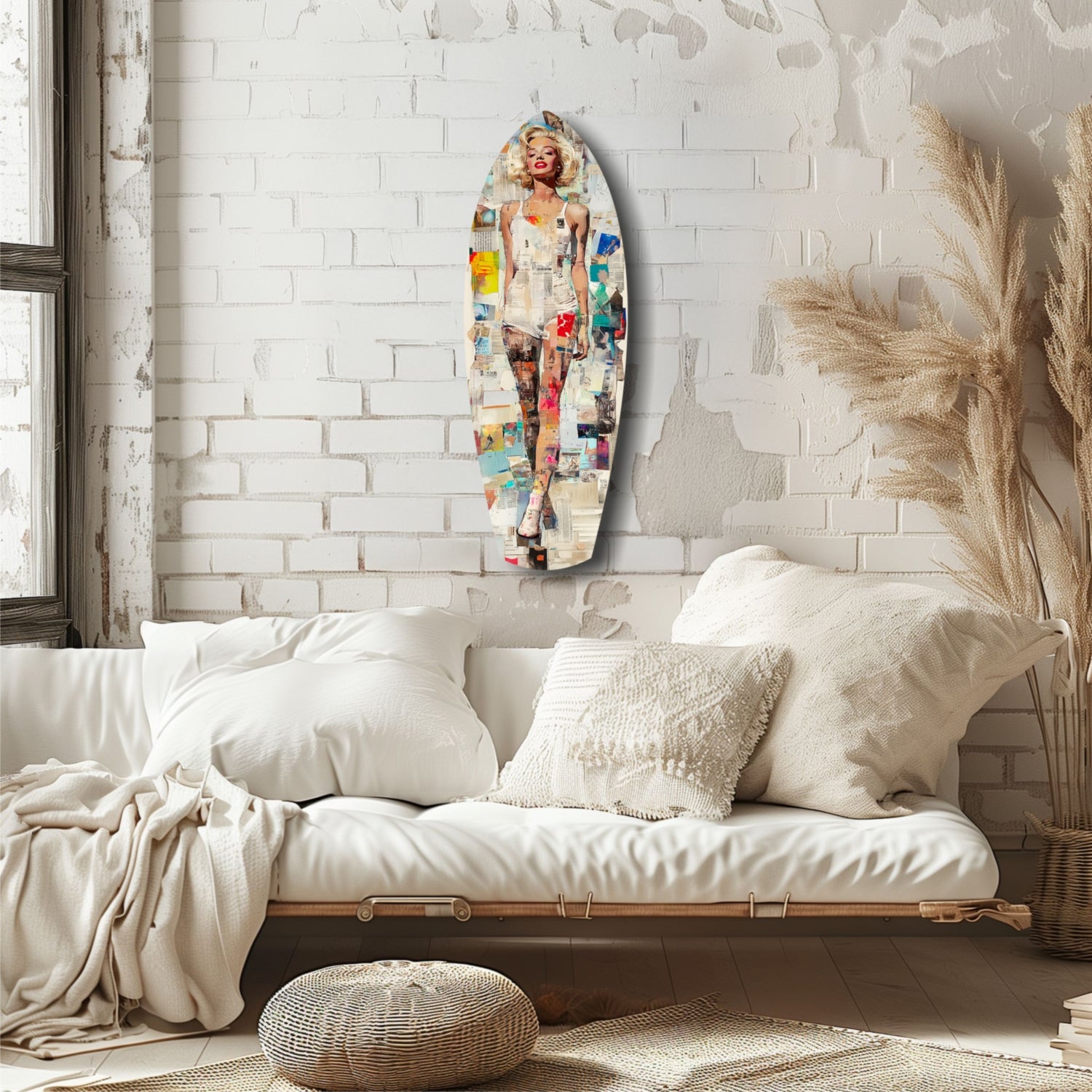 Marilyn in Vintage Swim Suit Glass Wall Art.