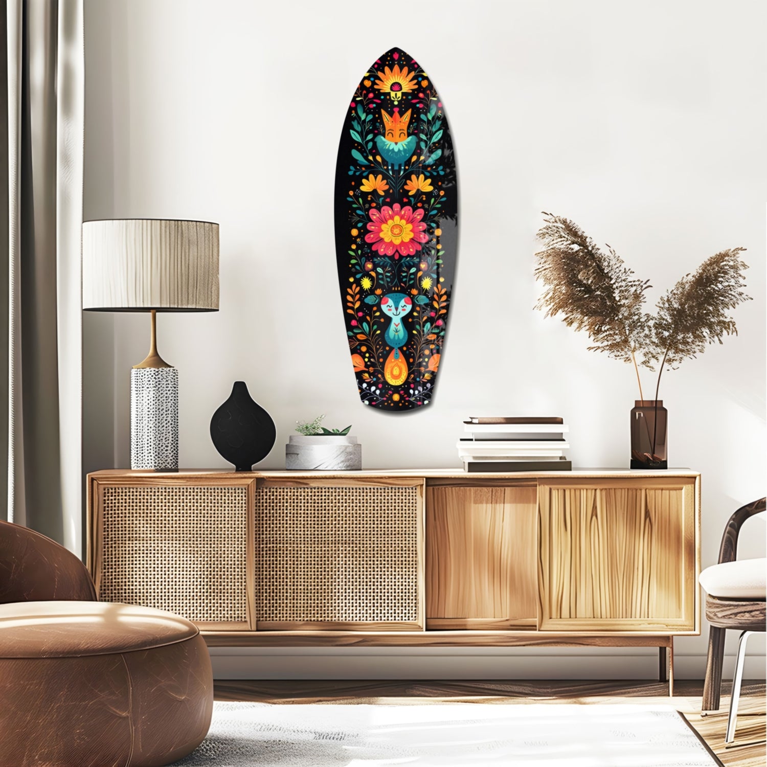 Fox and Rabbit Glass Wall Art.