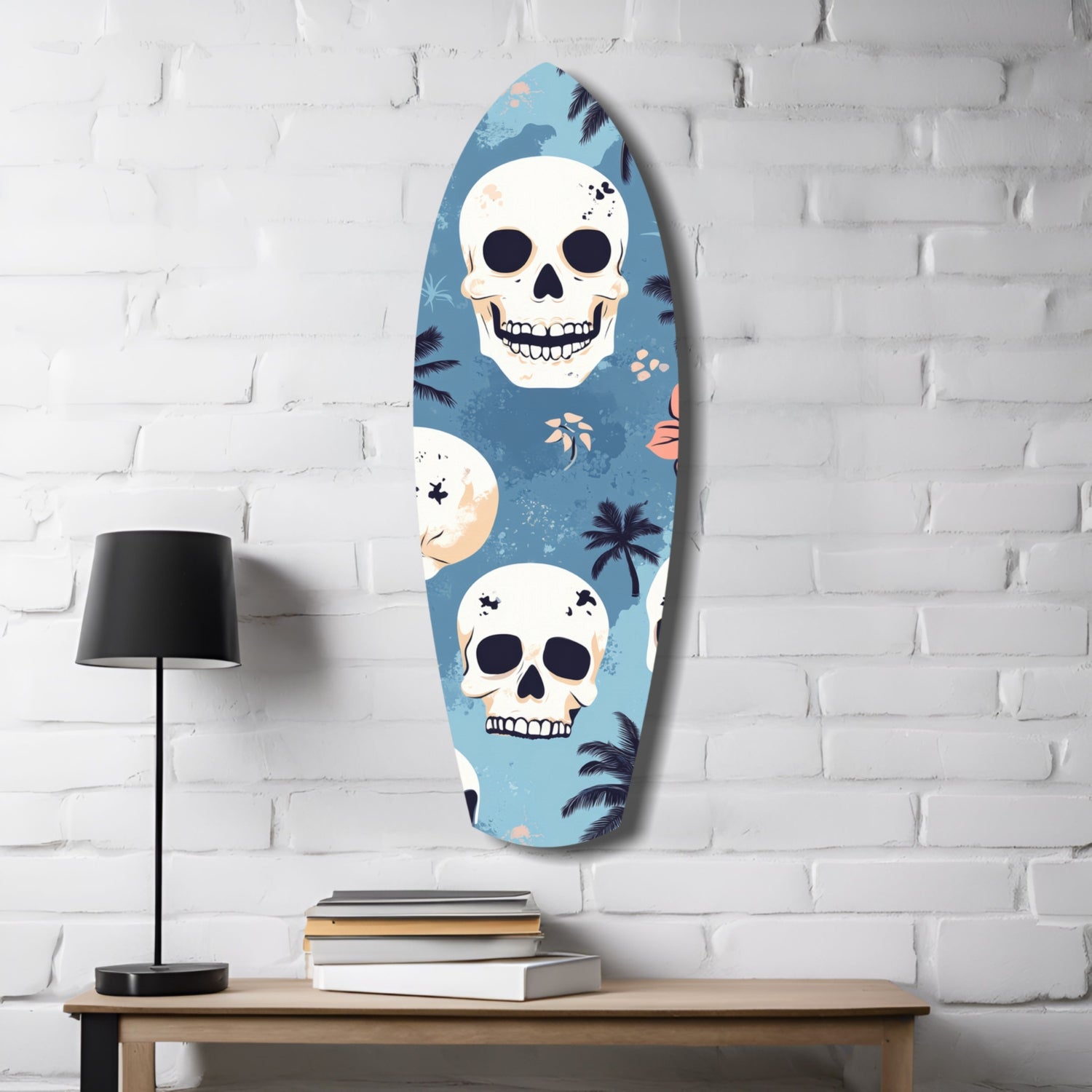 Surf Skull California Dreams Glass Wall Art.
