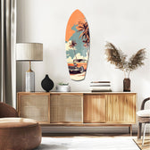 Sunset Ride 60s Vibes Glass Wall Art.