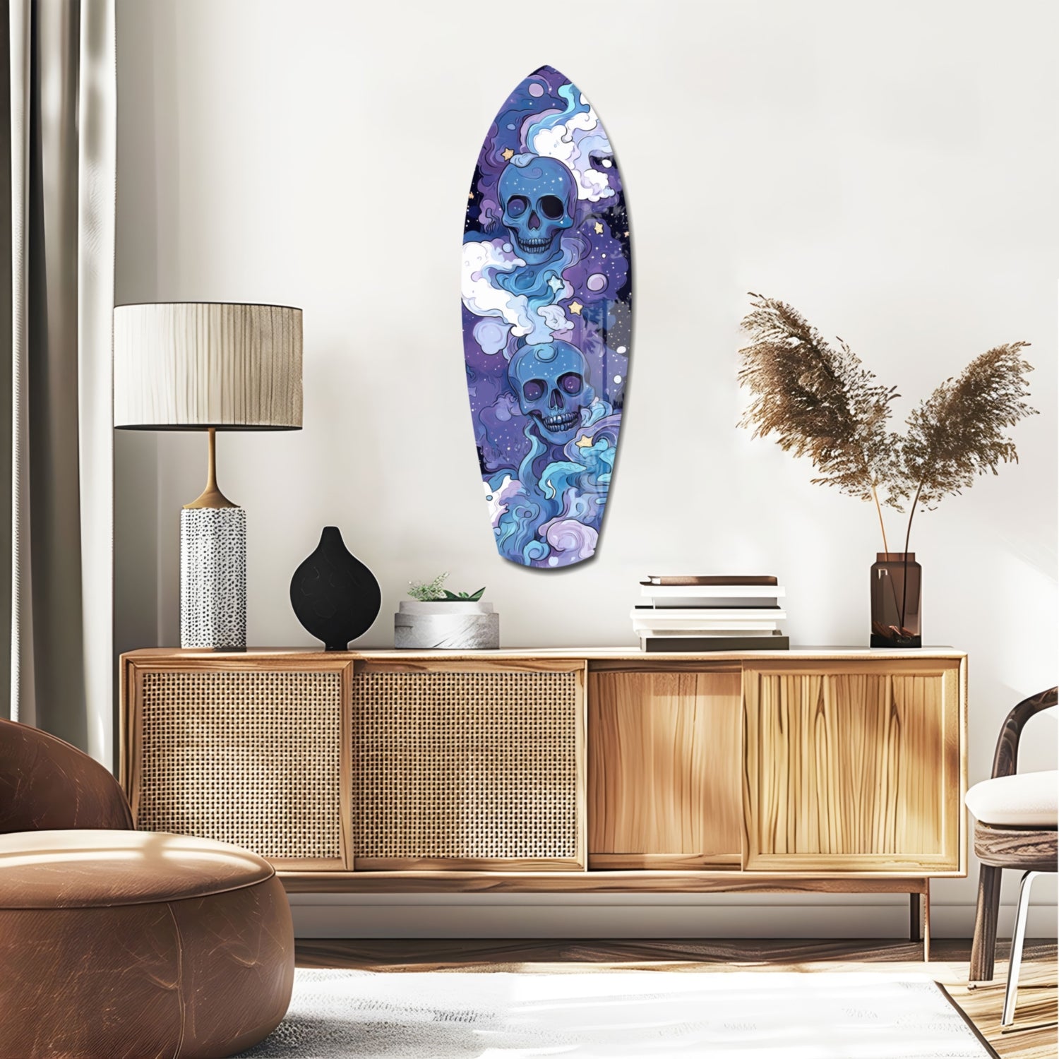 Midnight Skull Nocturnal Shadows Glass Wall Art.