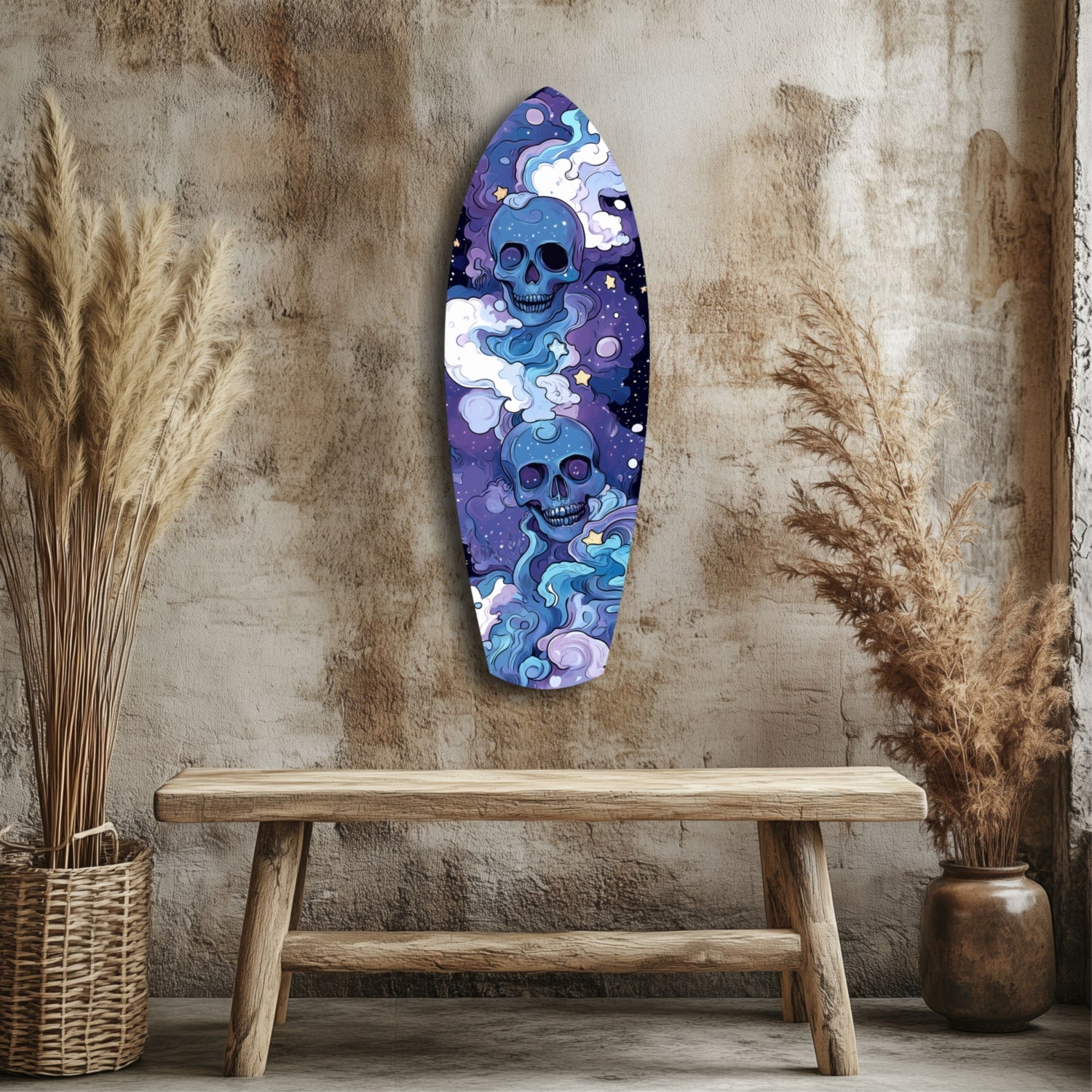 Midnight Skull Nocturnal Shadows Glass Wall Art.