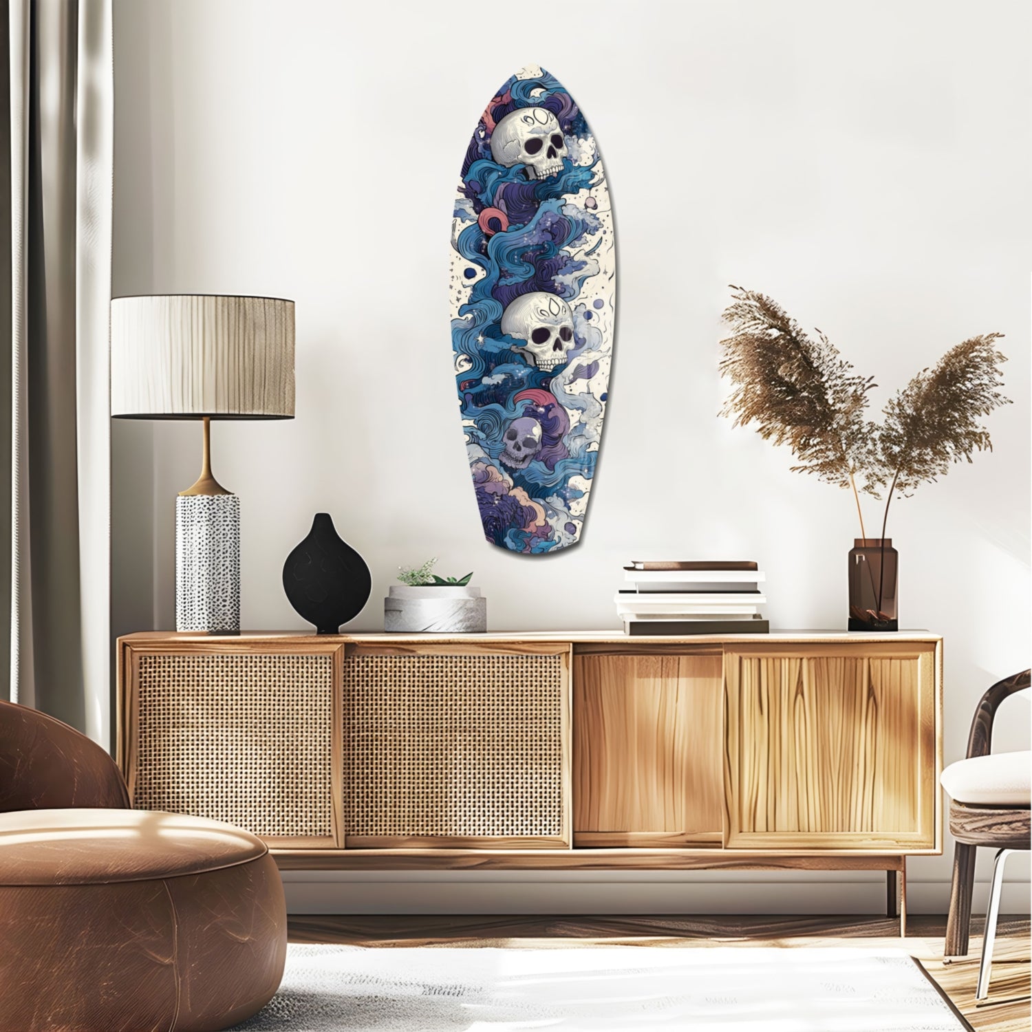 Midnight Skull Nocturnal Shadows Glass Wall Art.