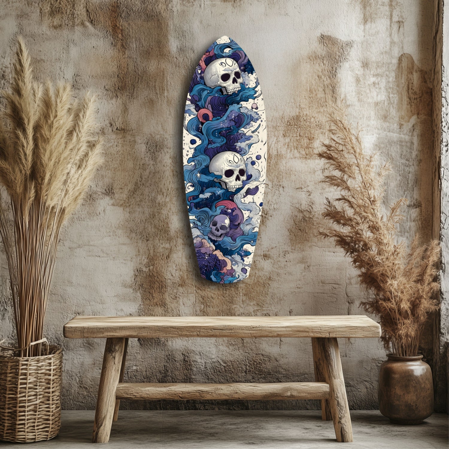 Midnight Skull Nocturnal Shadows Glass Wall Art.