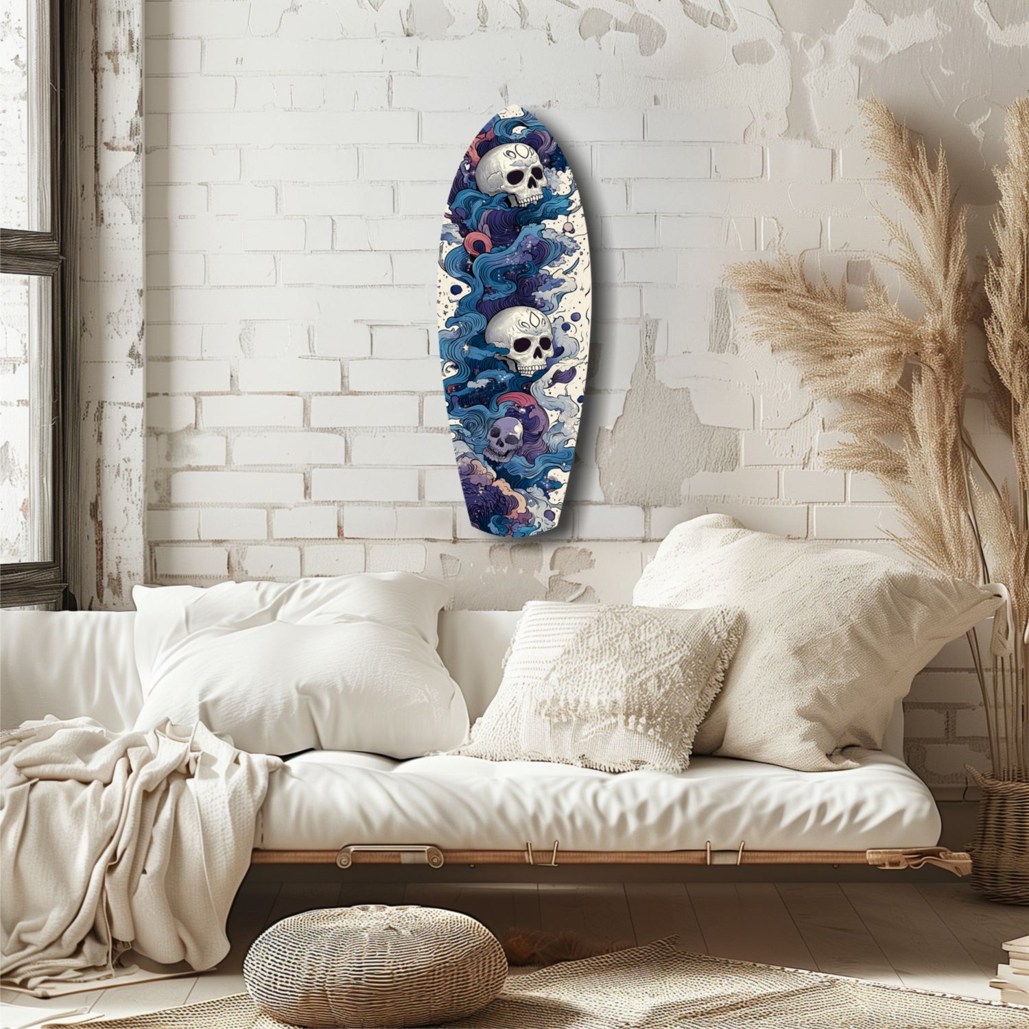 Midnight Skull Nocturnal Shadows Glass Wall Art.