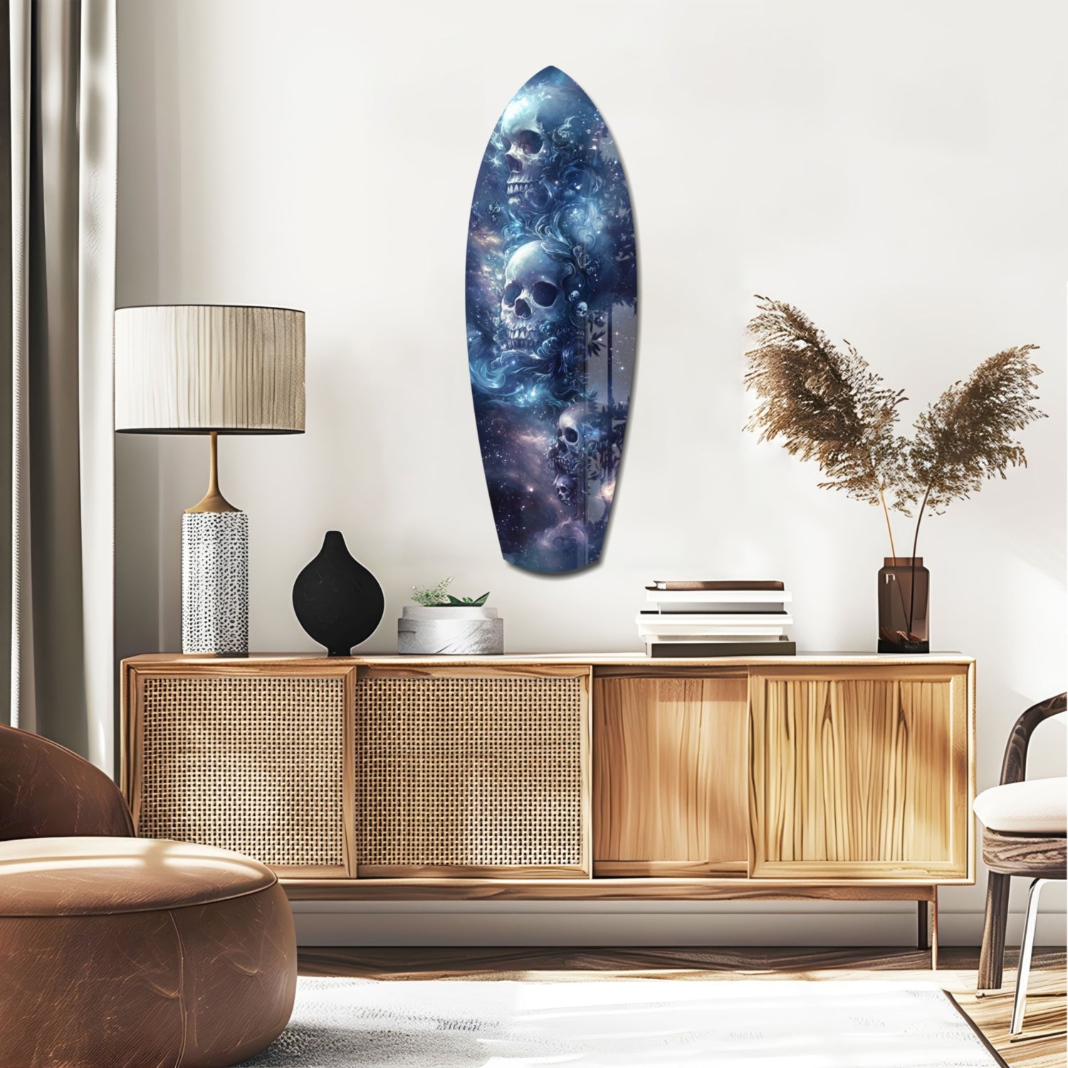 Midnight Skull Nocturnal Shadows Glass Wall Art.