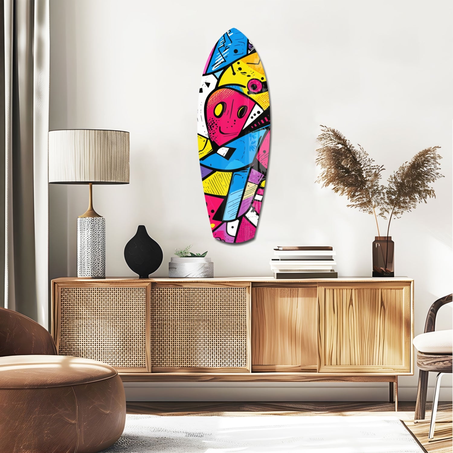 Colors of Geometry Glass Wall Art.