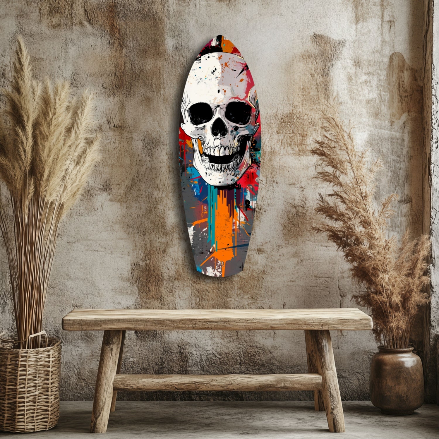 Skull in the Street Art Glass Wall Art.