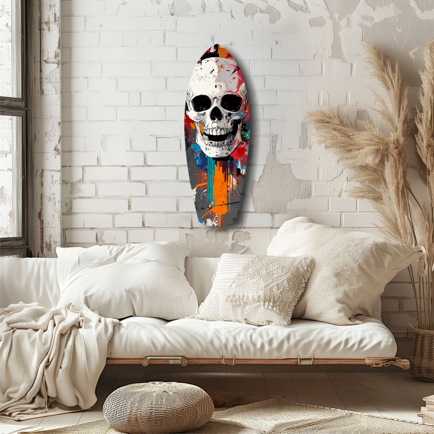 Skull in the Street Art Glass Wall Art.