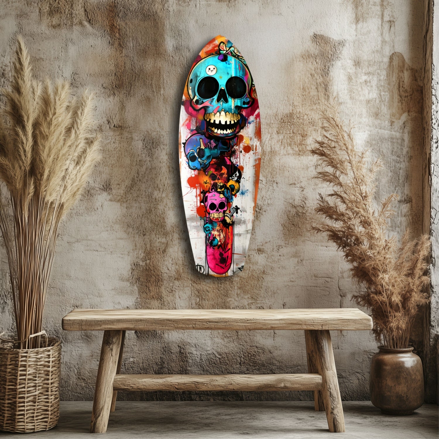 Street Soul Graffiti Skulls Glass Wall Art.