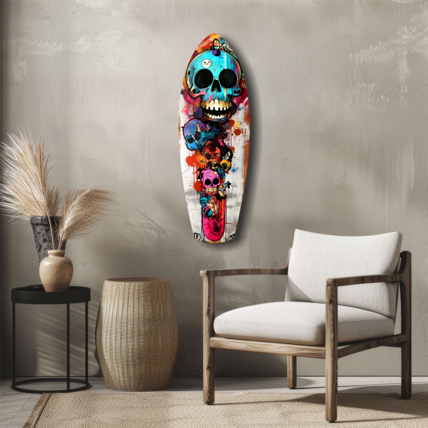 Street Soul Graffiti Skulls Glass Wall Art.