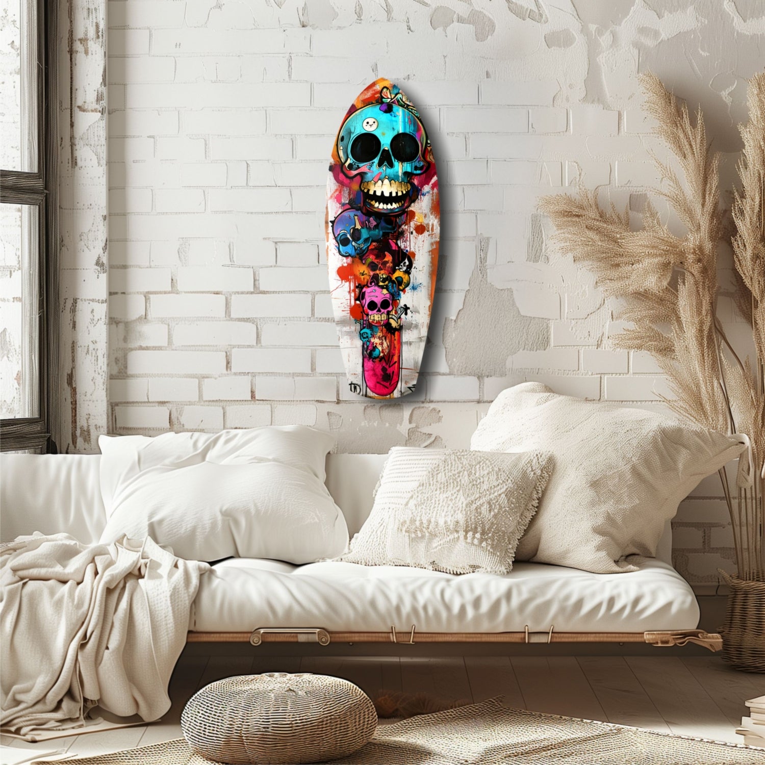 Street Soul Graffiti Skulls Glass Wall Art.
