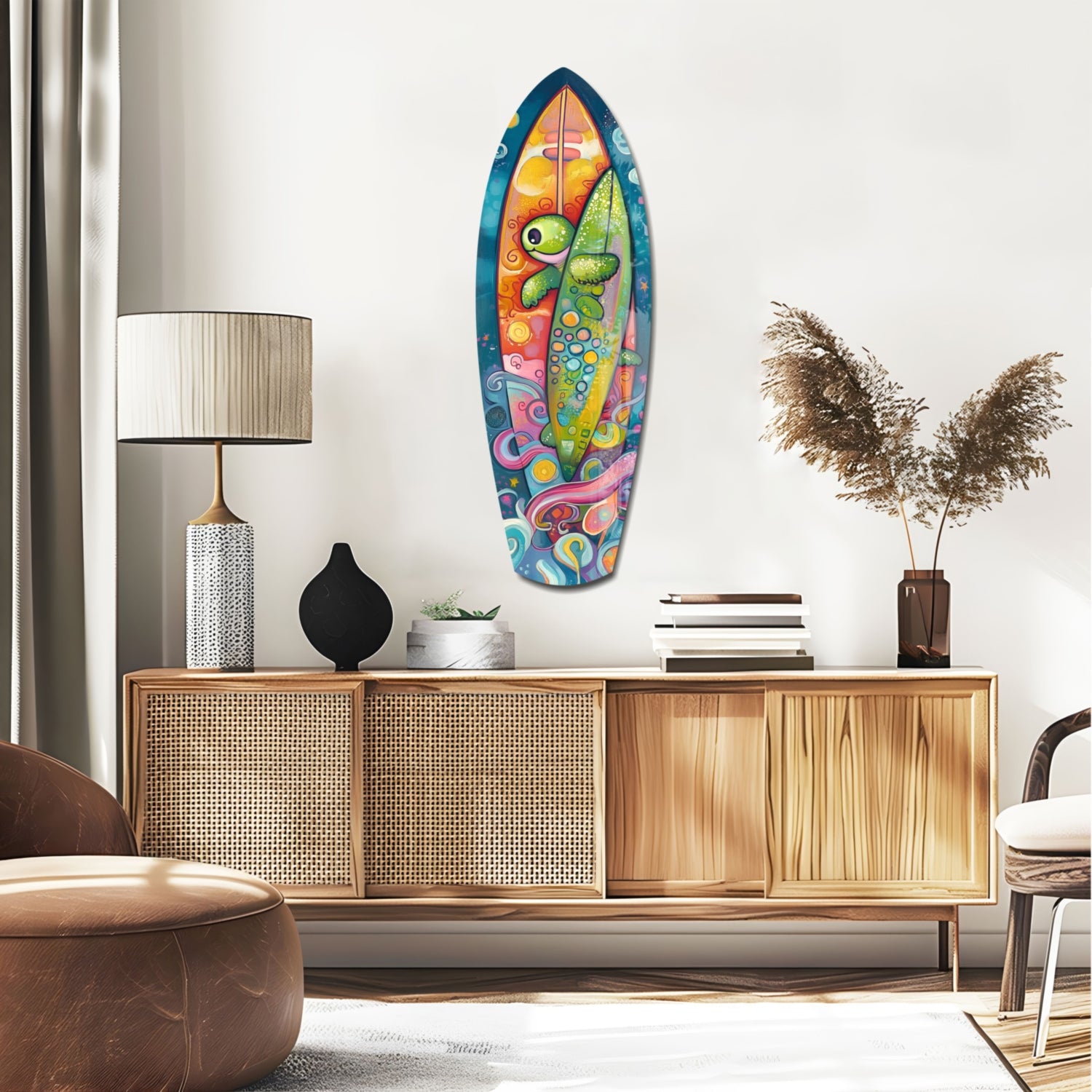 Surfer Caretta Glass Wall Art.