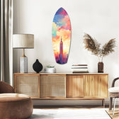 Golden Skyline Glass Wall Art.