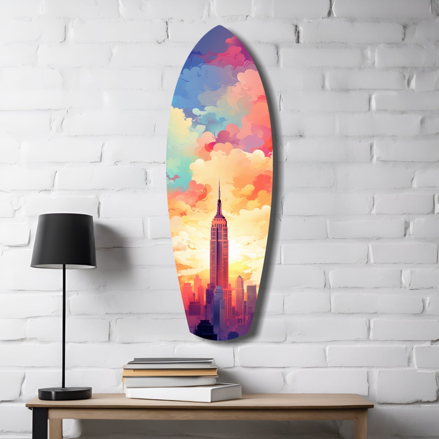 Golden Skyline Glass Wall Art.