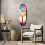 Golden Skyline Glass Wall Art.