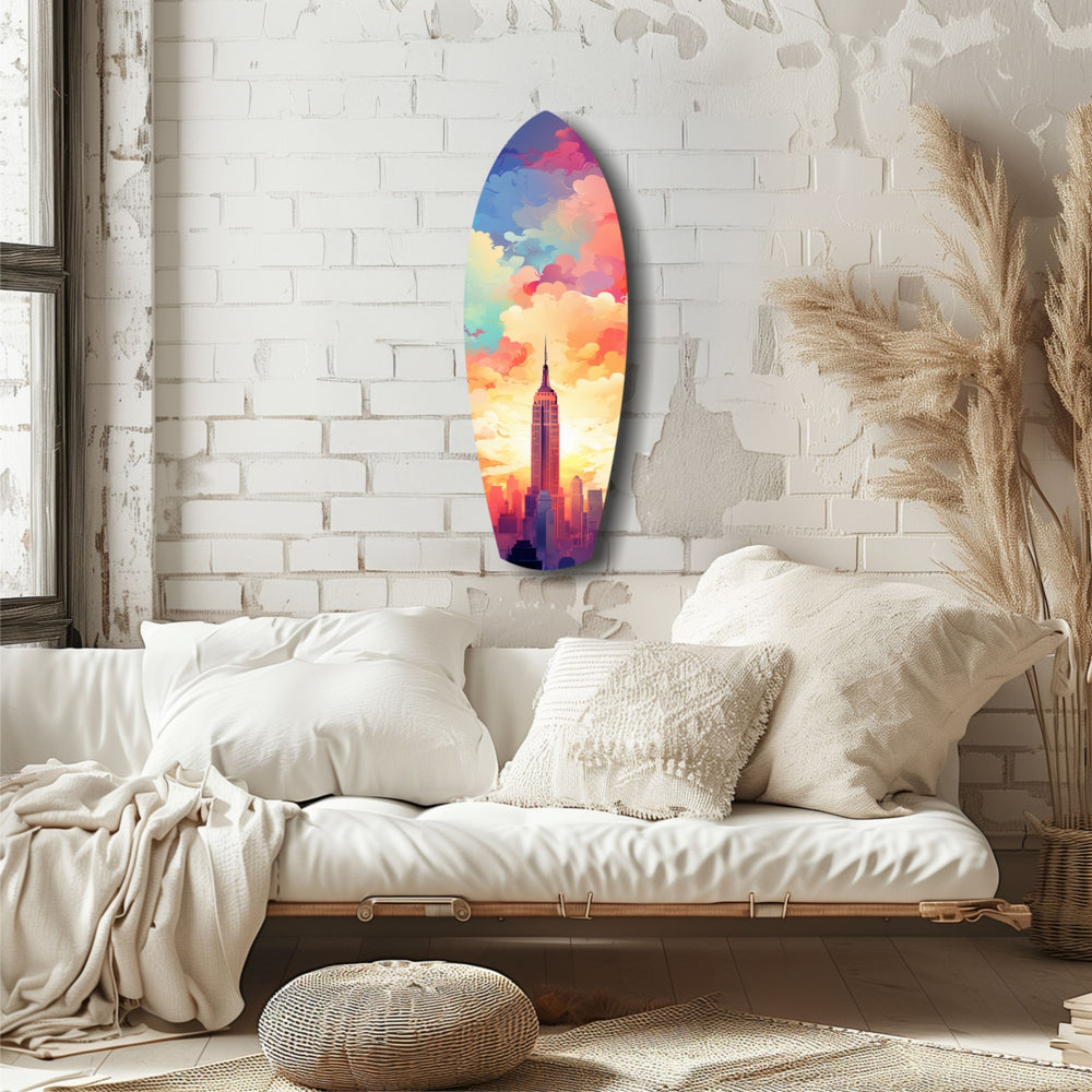 Golden Skyline Glass Wall Art.