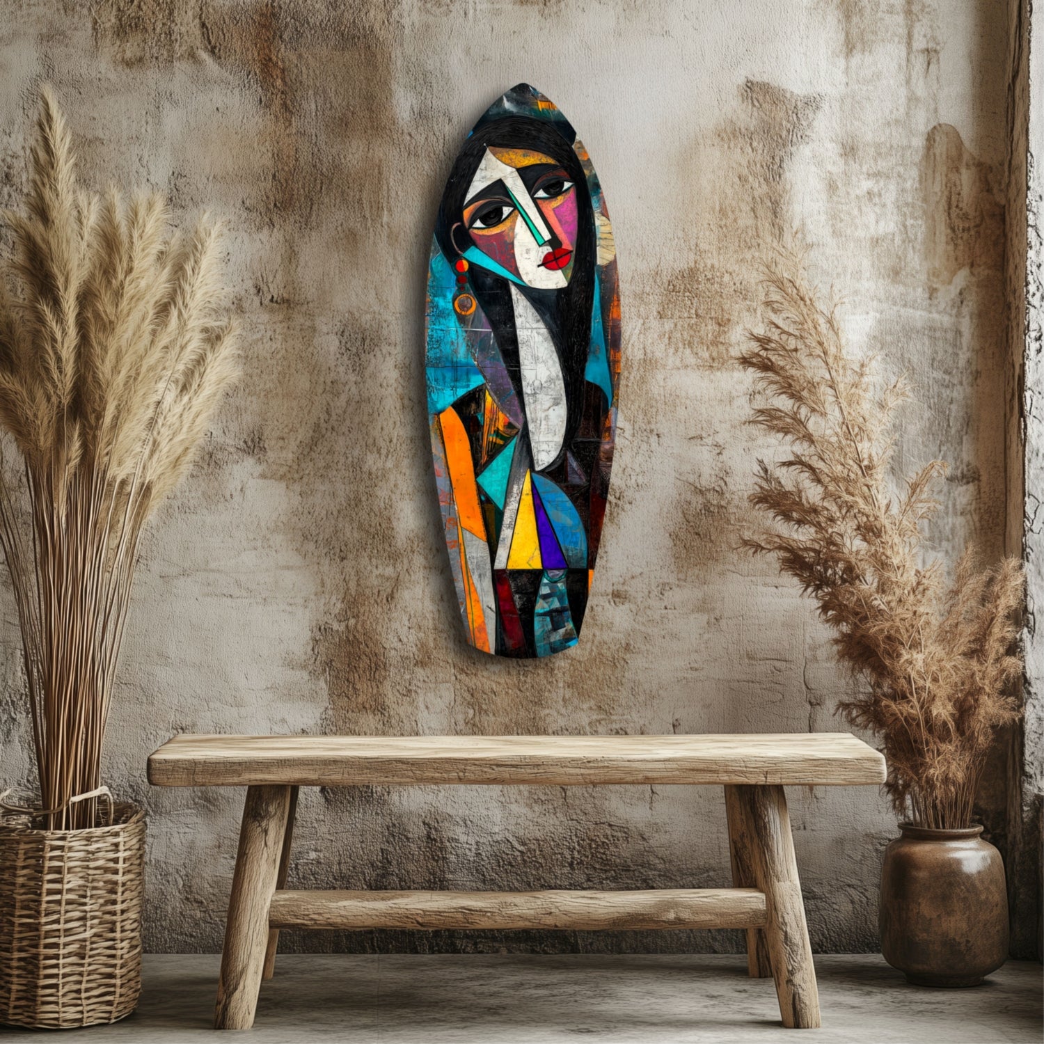 Cubist Muse Glass Wall Art.