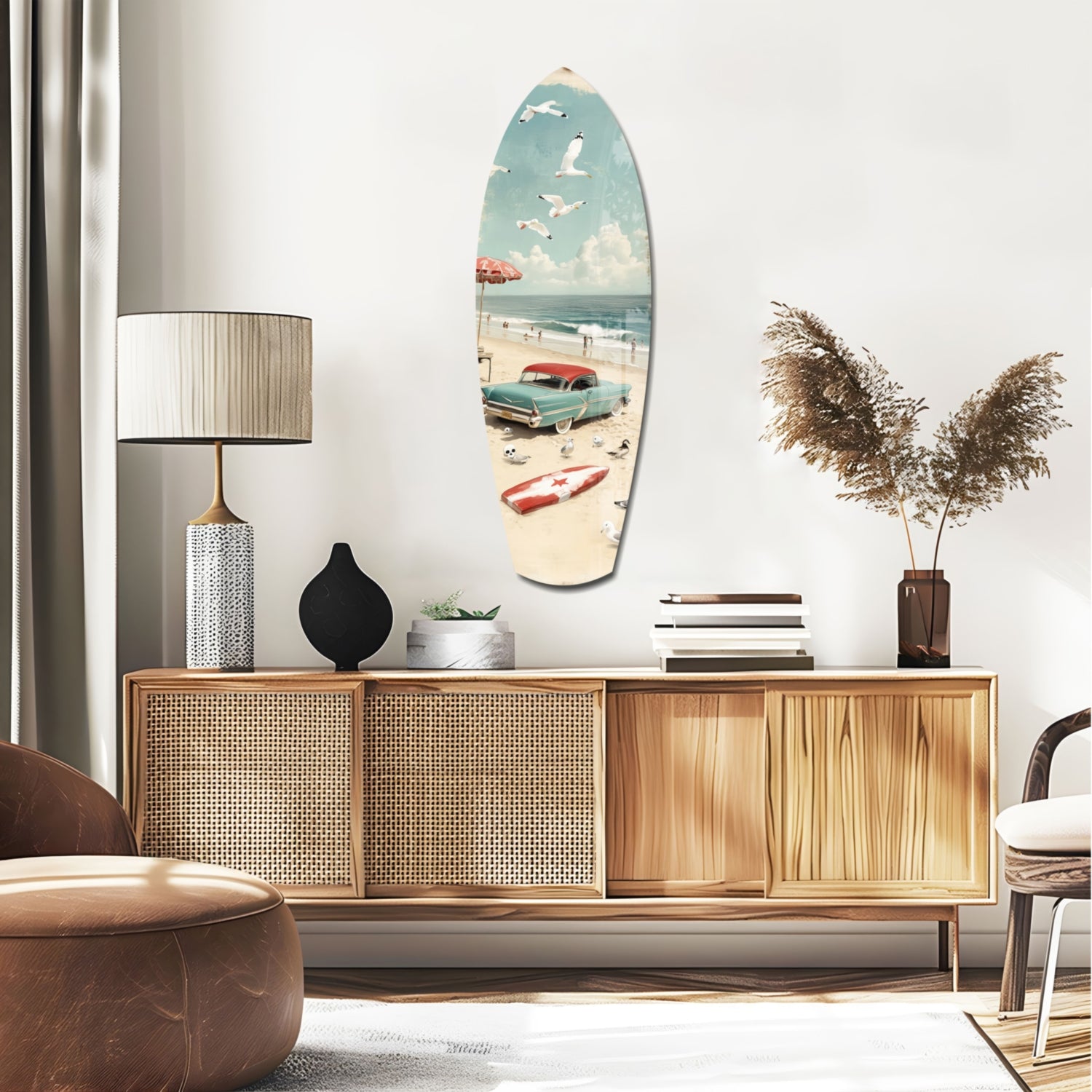 Timeless by the Sea V2 Glass Wall Art.