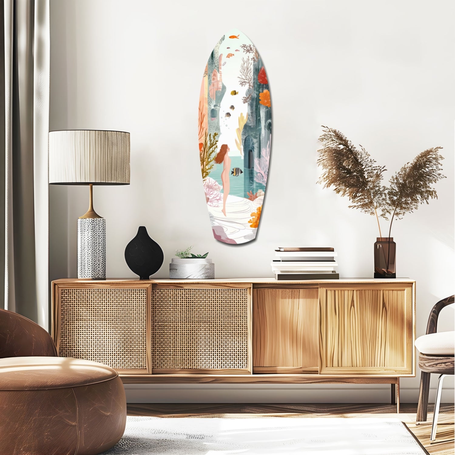 Utopic Seashore Glass Wall Art.