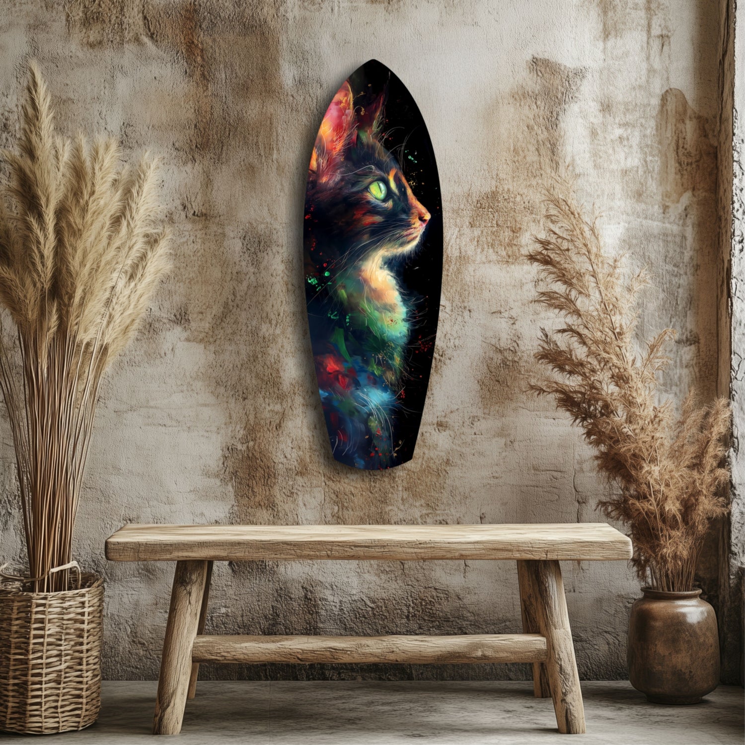 Celestial Cat Glass Wall Art.