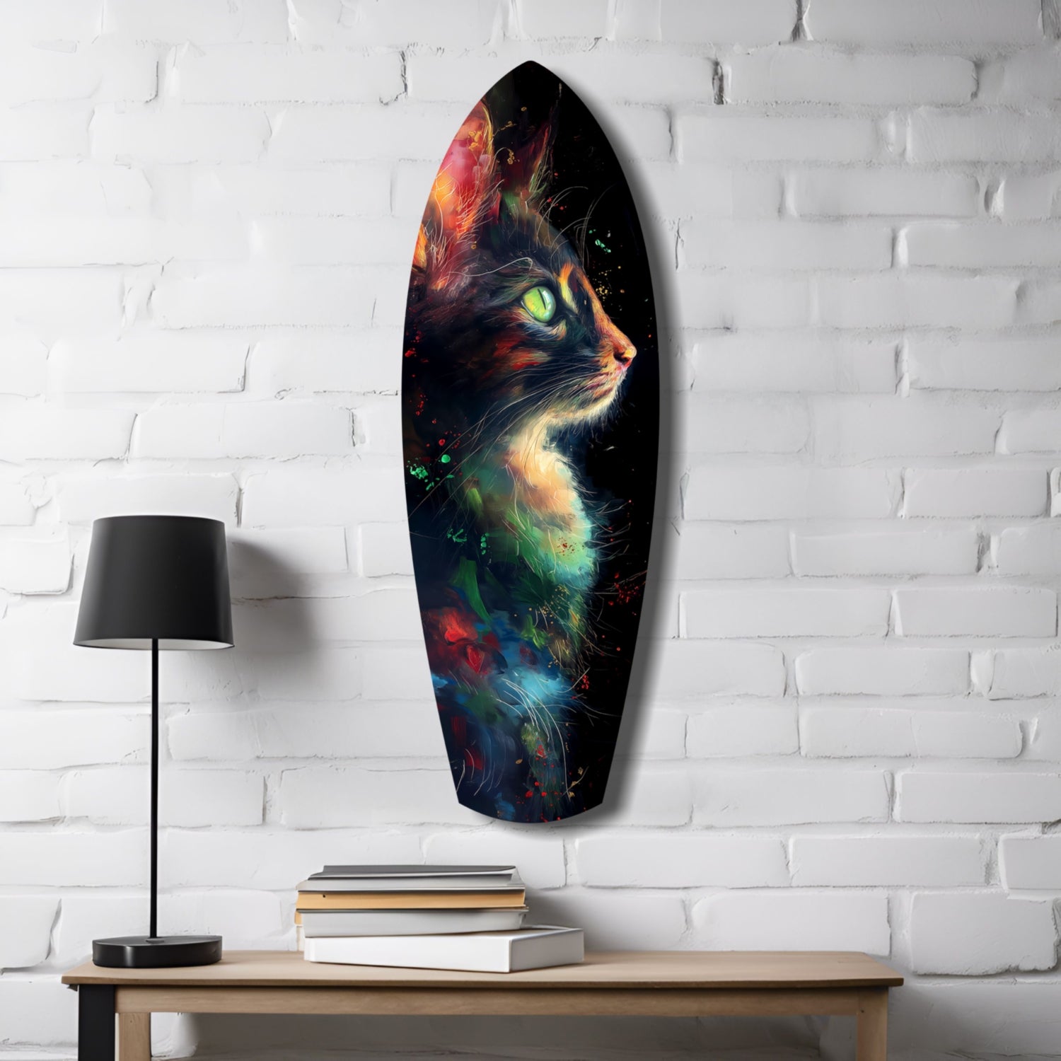 Celestial Cat Glass Wall Art.