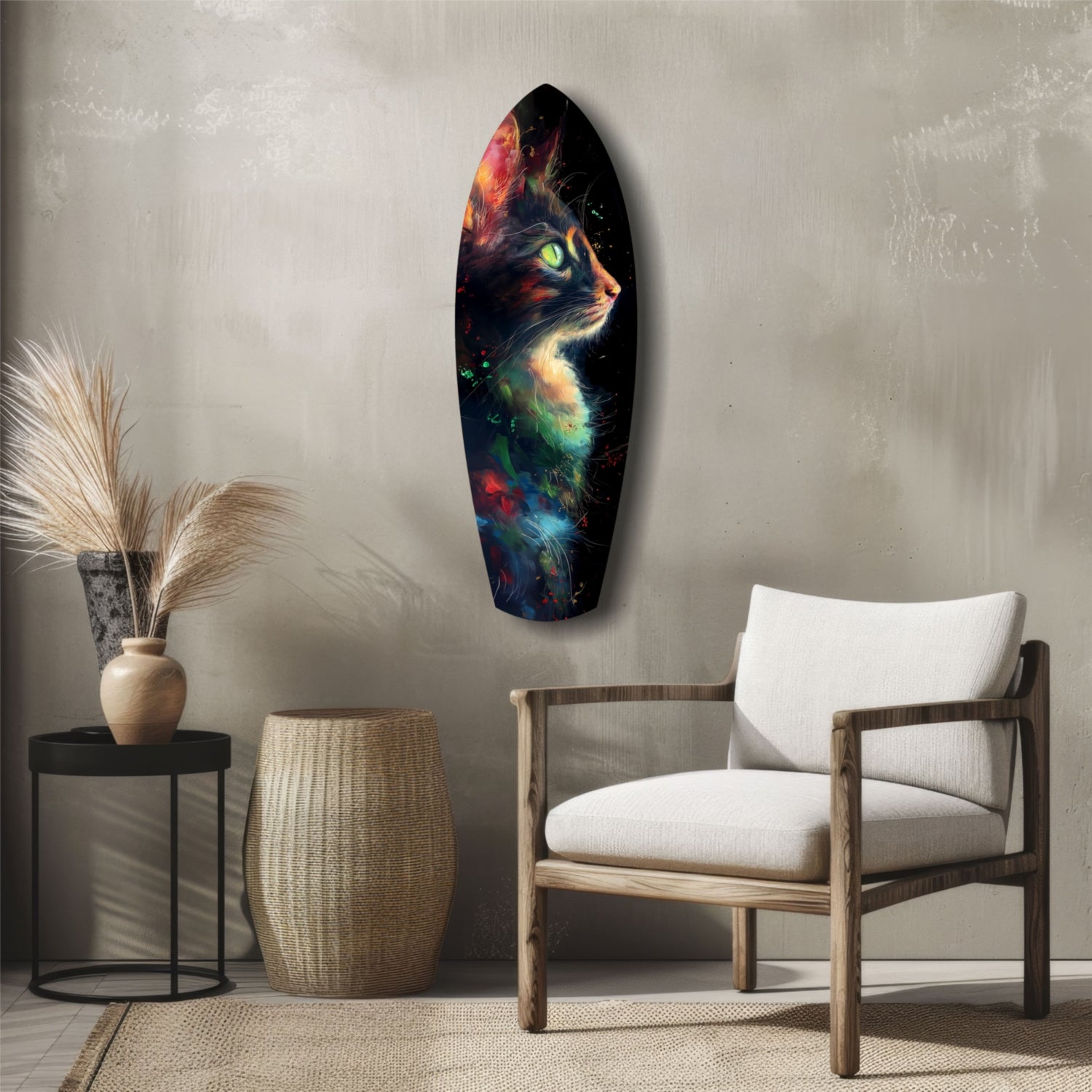 Celestial Cat Glass Wall Art.