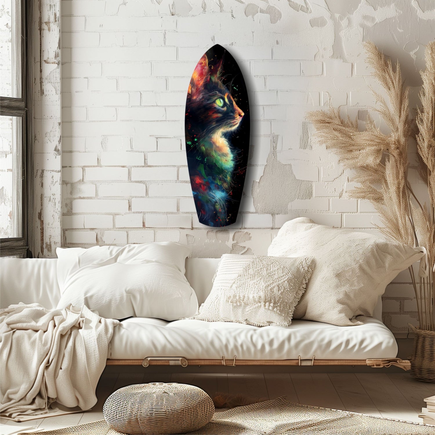 Celestial Cat Glass Wall Art.
