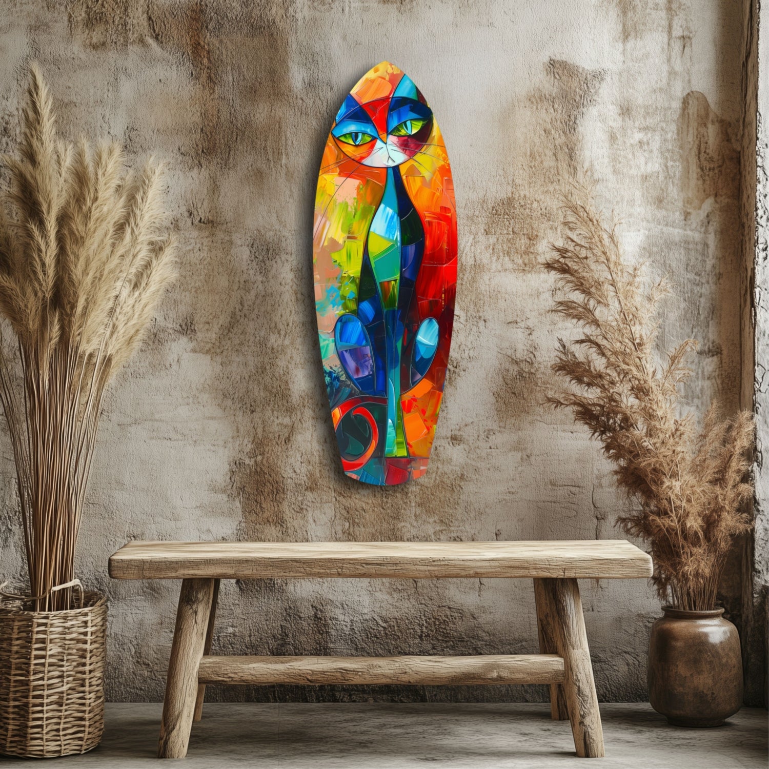 Cubic Cat Glass Wall Art.