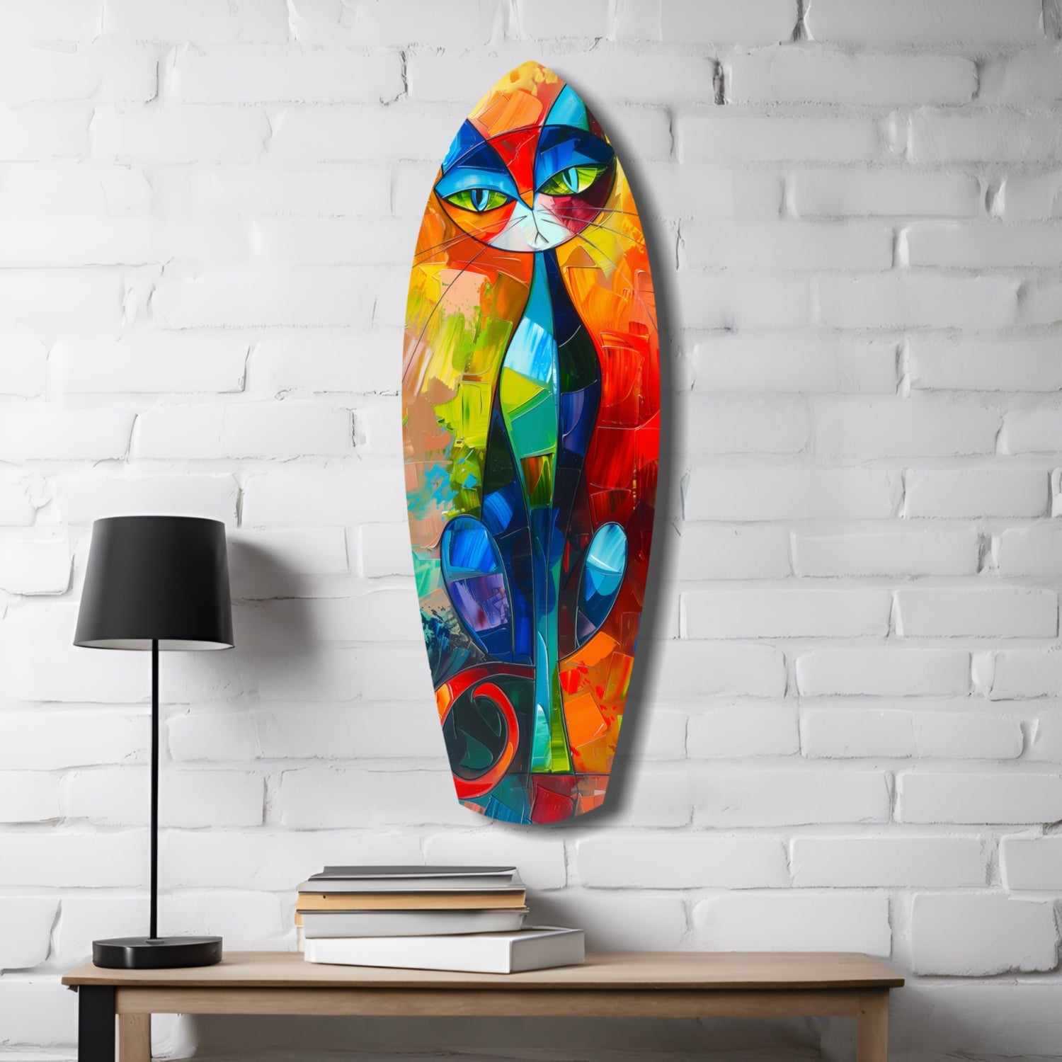 Cubic Cat Glass Wall Art.