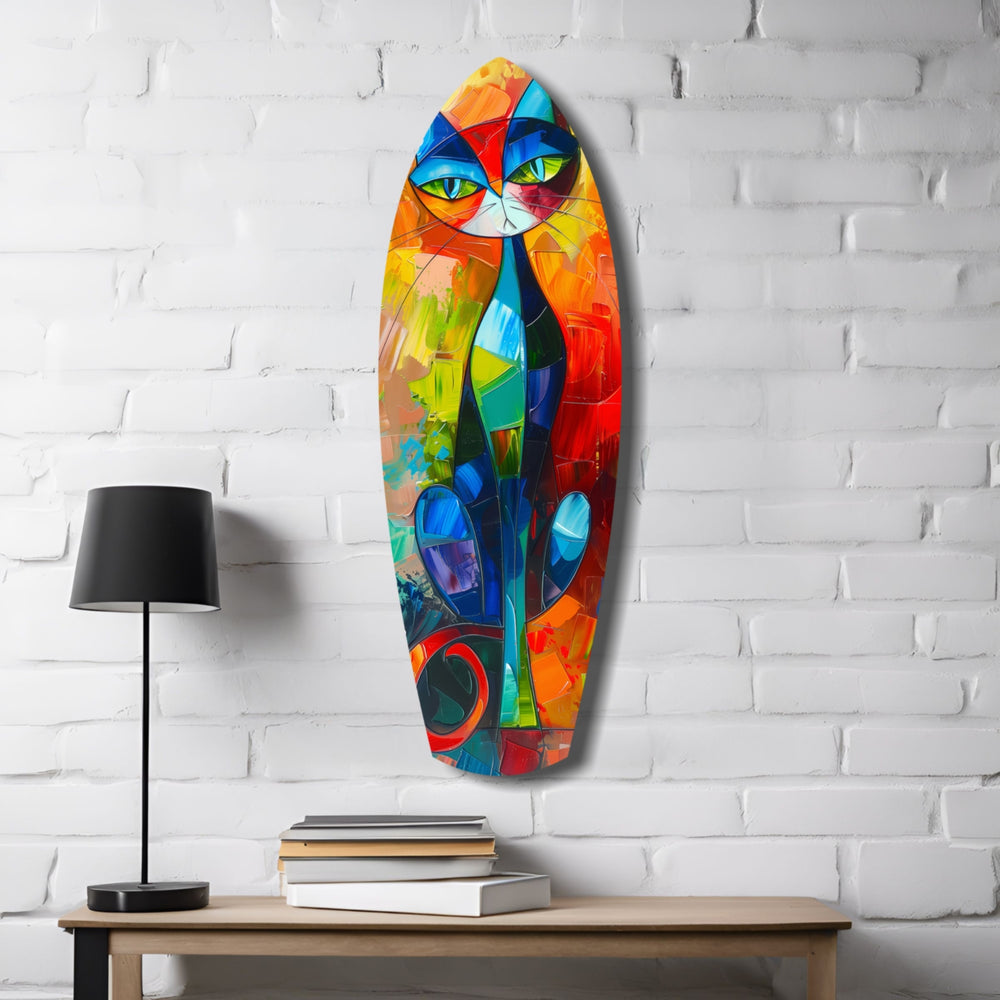 Cubic Cat Glass Wall Art.