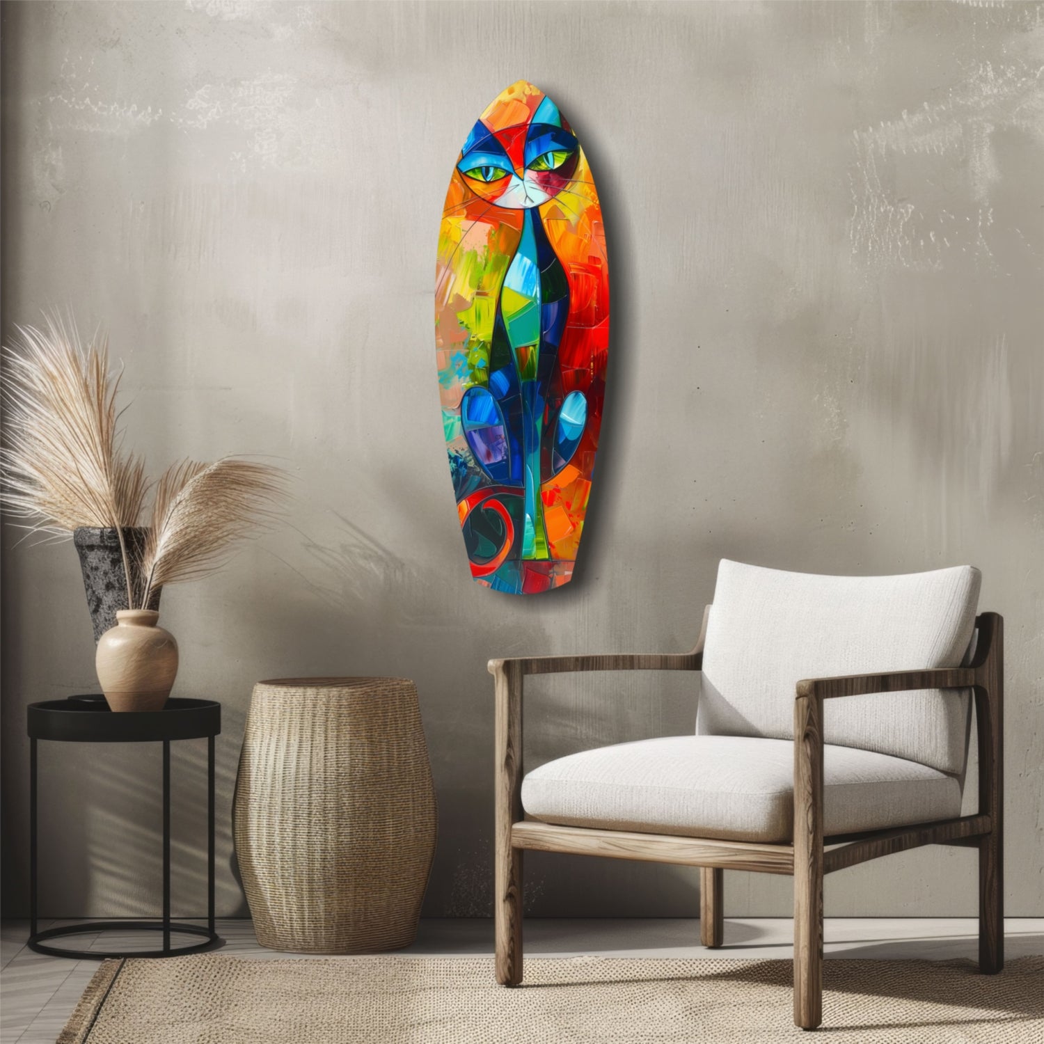 Cubic Cat Glass Wall Art.