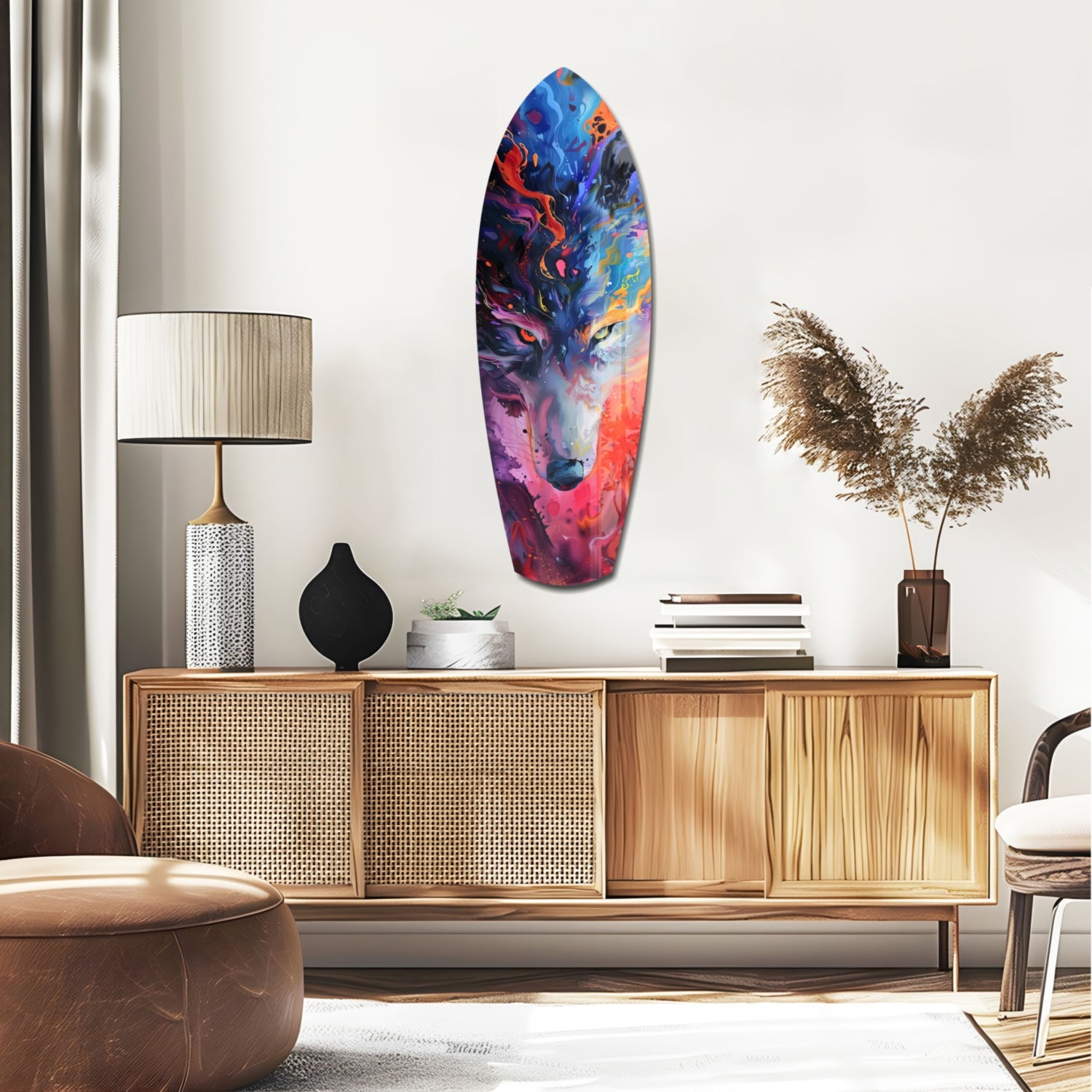 Alone Wolf V1 Glass Wall Art.