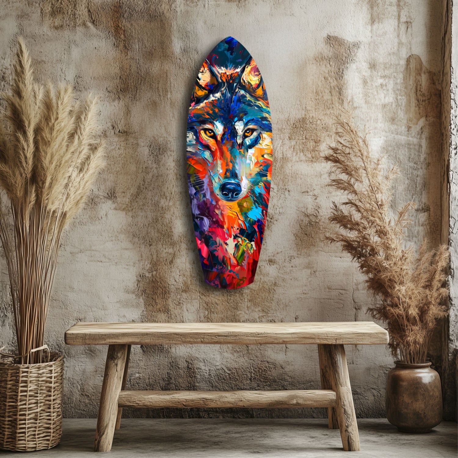 Alone Wolf V2 Glass Wall Art.