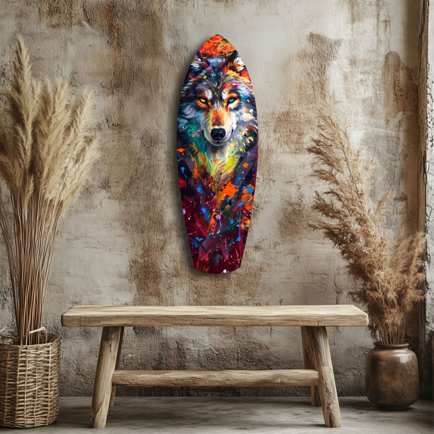 Alone Wolf V3 Glass Wall Art.