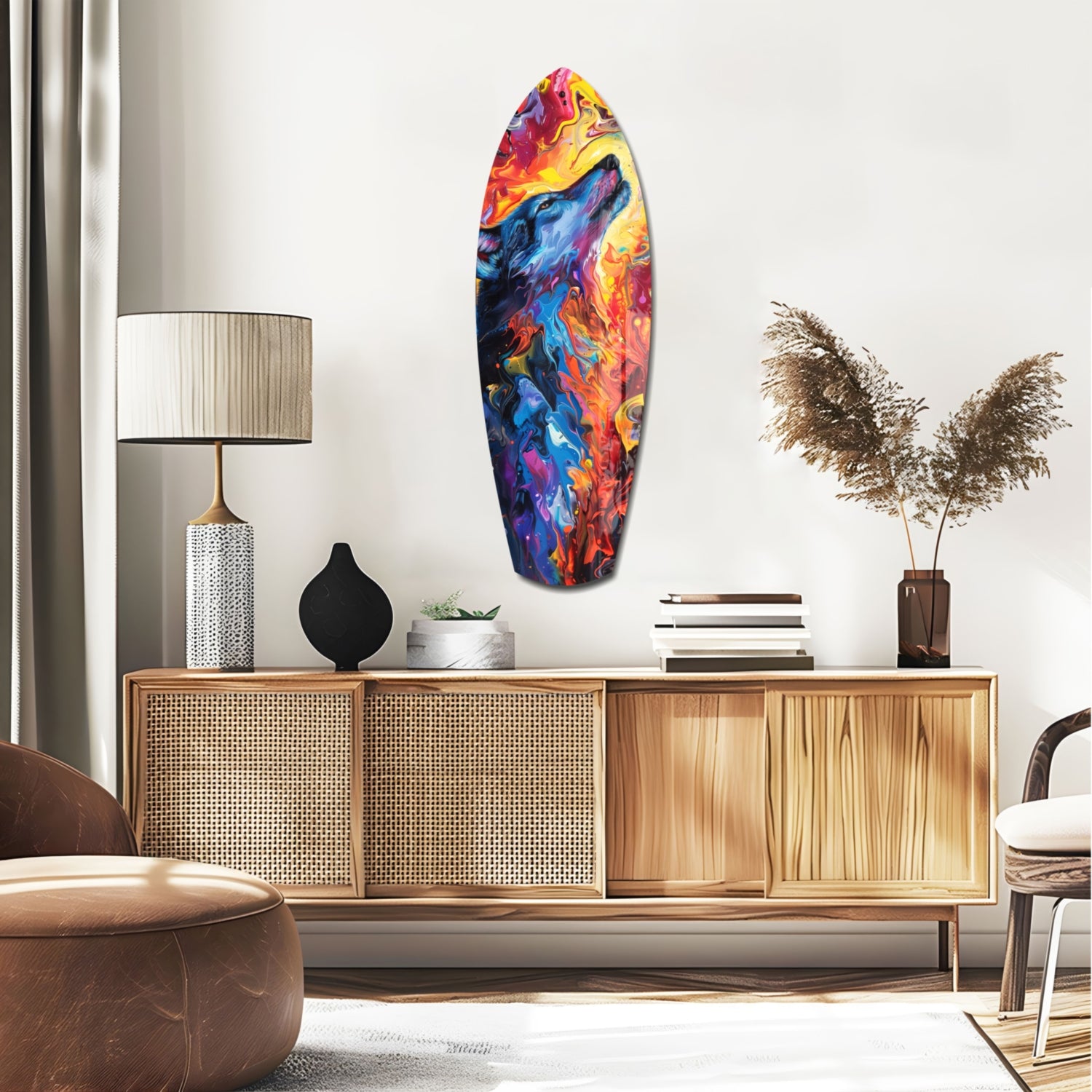 Alone Wolf V4 Glass Wall Art.