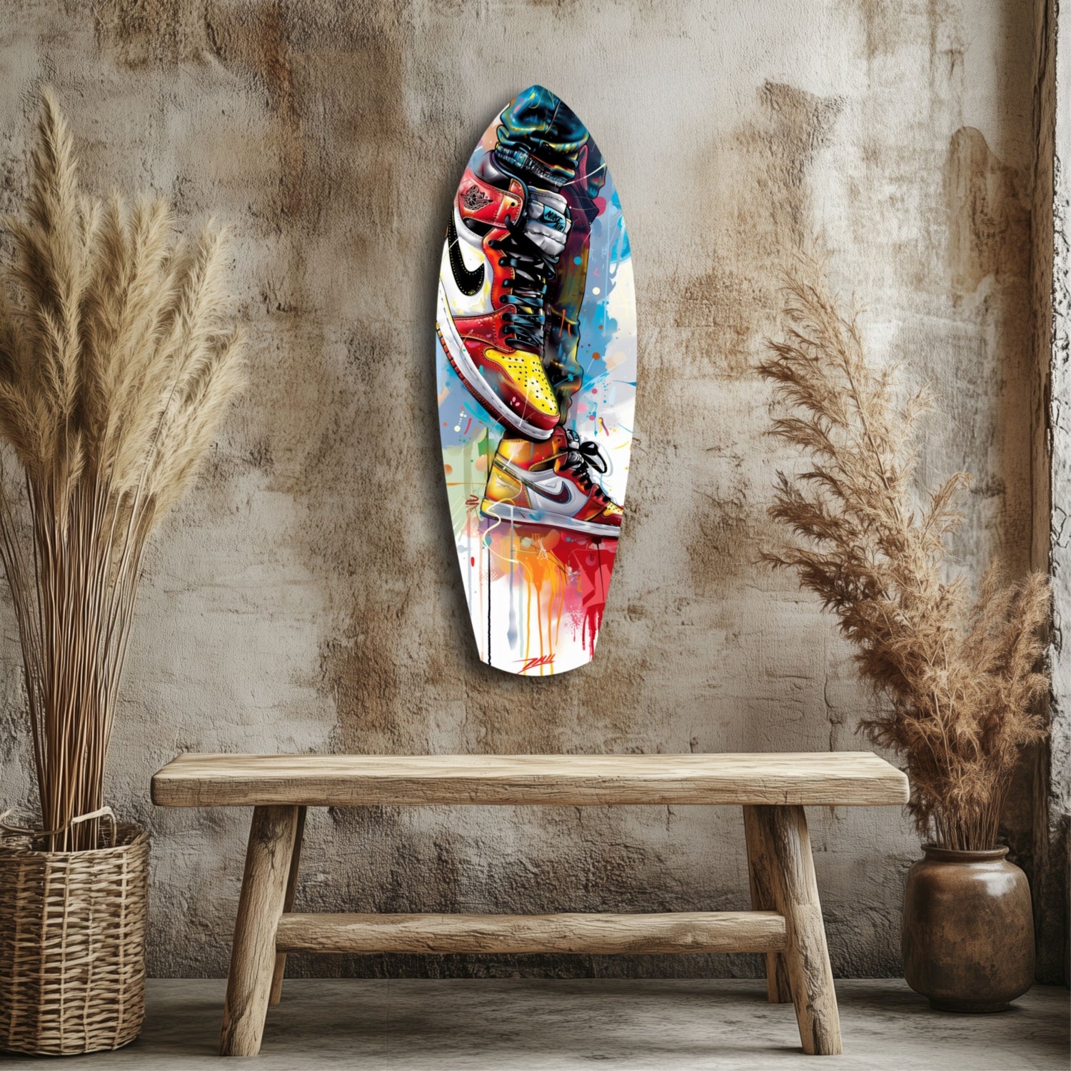 Sneakers Jump Glass Wall Art.