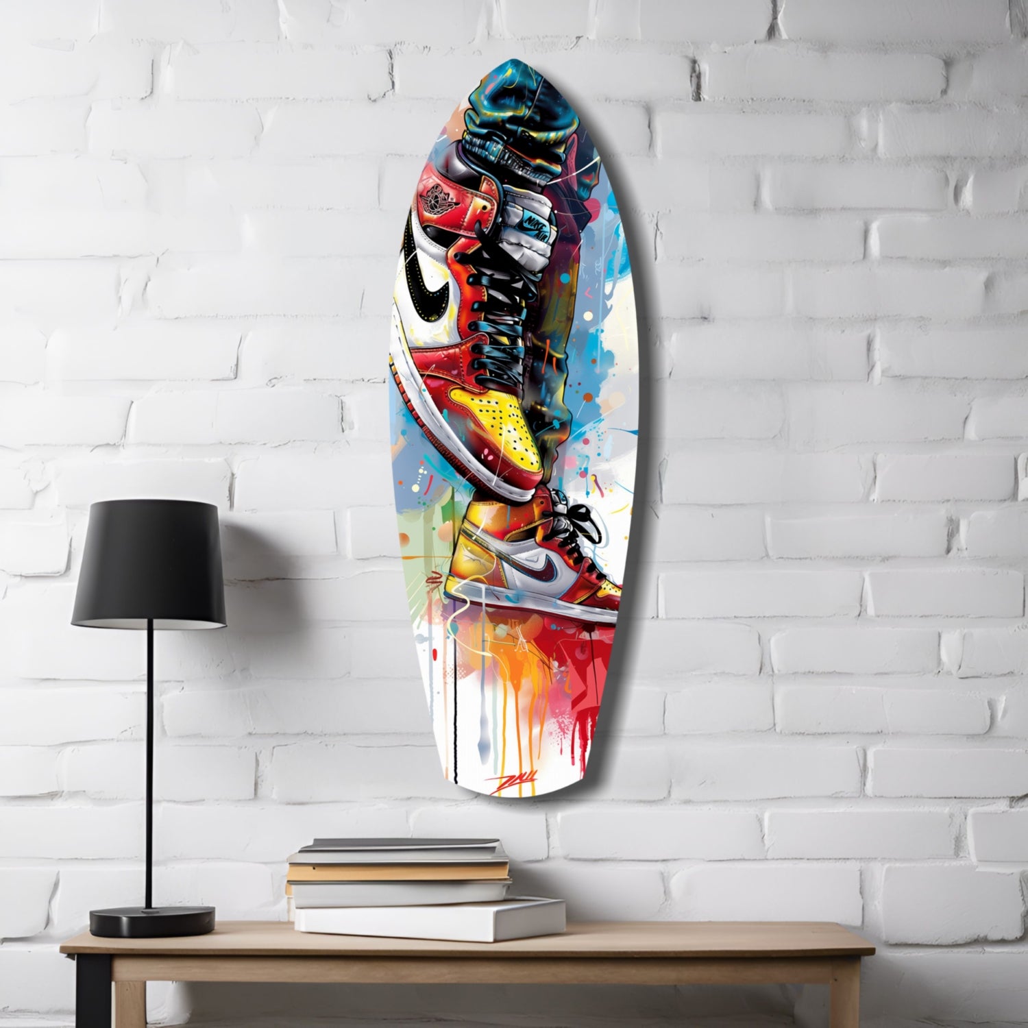 Sneakers Jump Glass Wall Art.