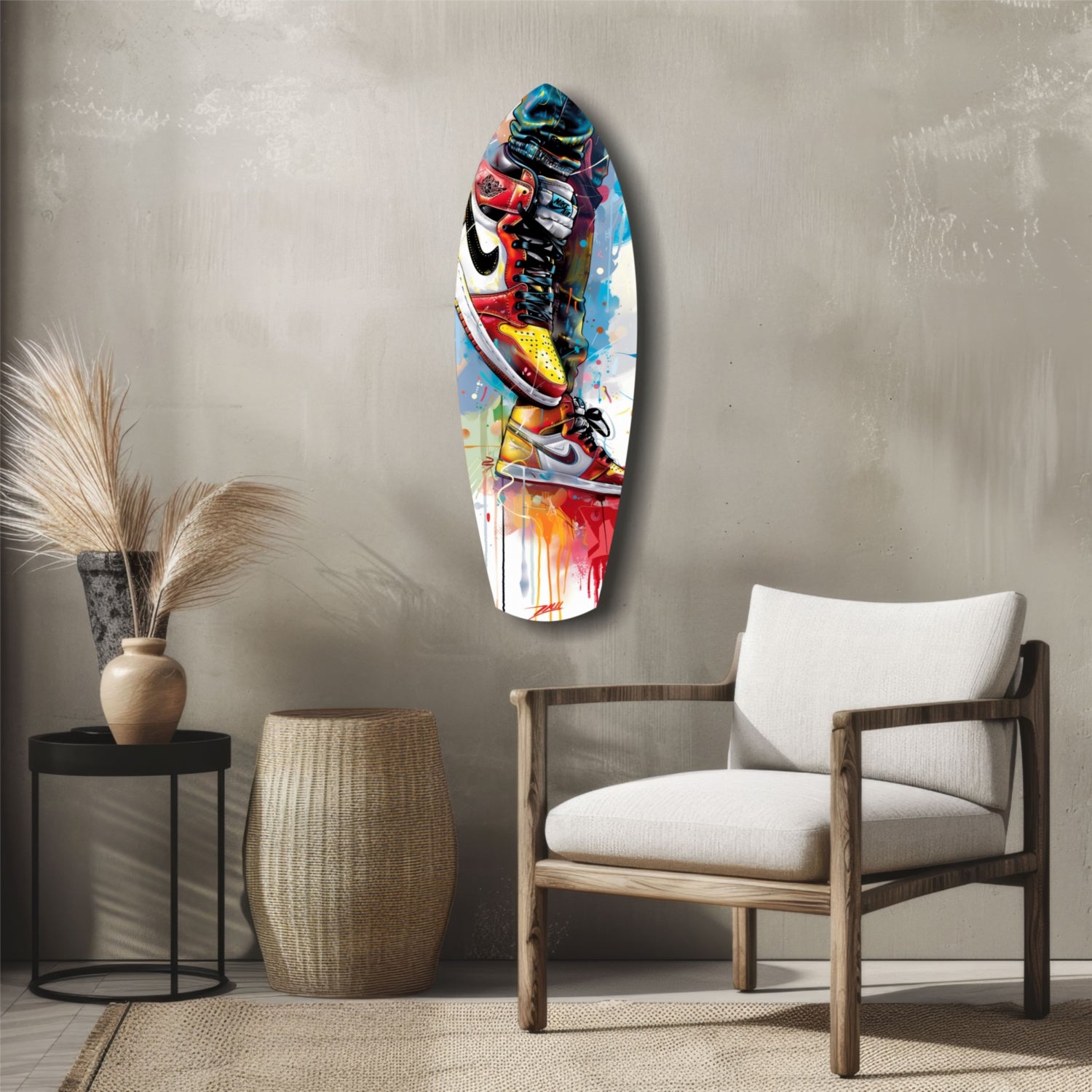 Sneakers Jump Glass Wall Art.