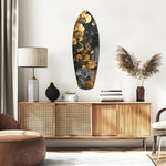 Golden Flower Glass Wall Art.