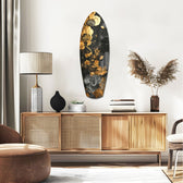 Golden Flower Glass Wall Art.
