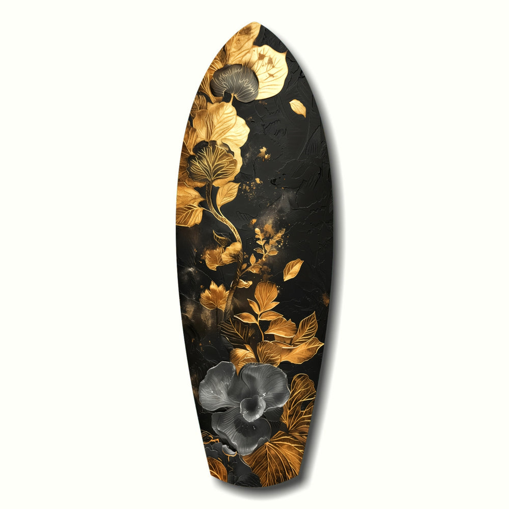 Golden Flower Glass Wall Art.