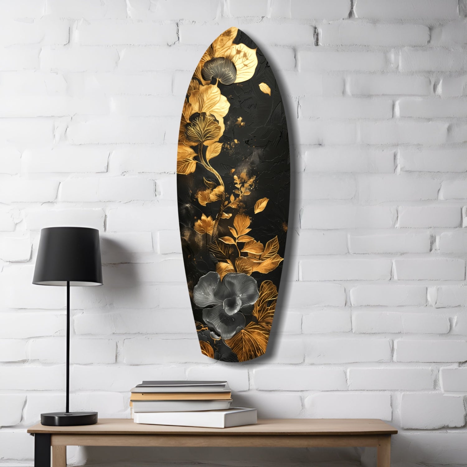 Golden Flower Glass Wall Art.
