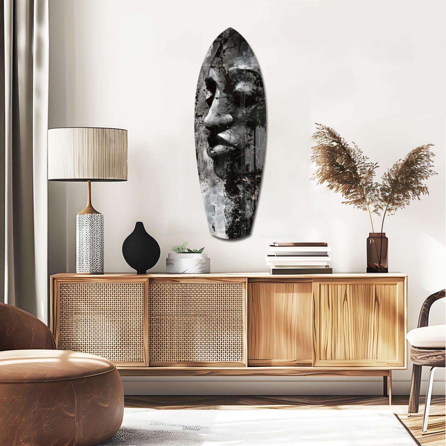 Graphite Woman Glass Wall Art.