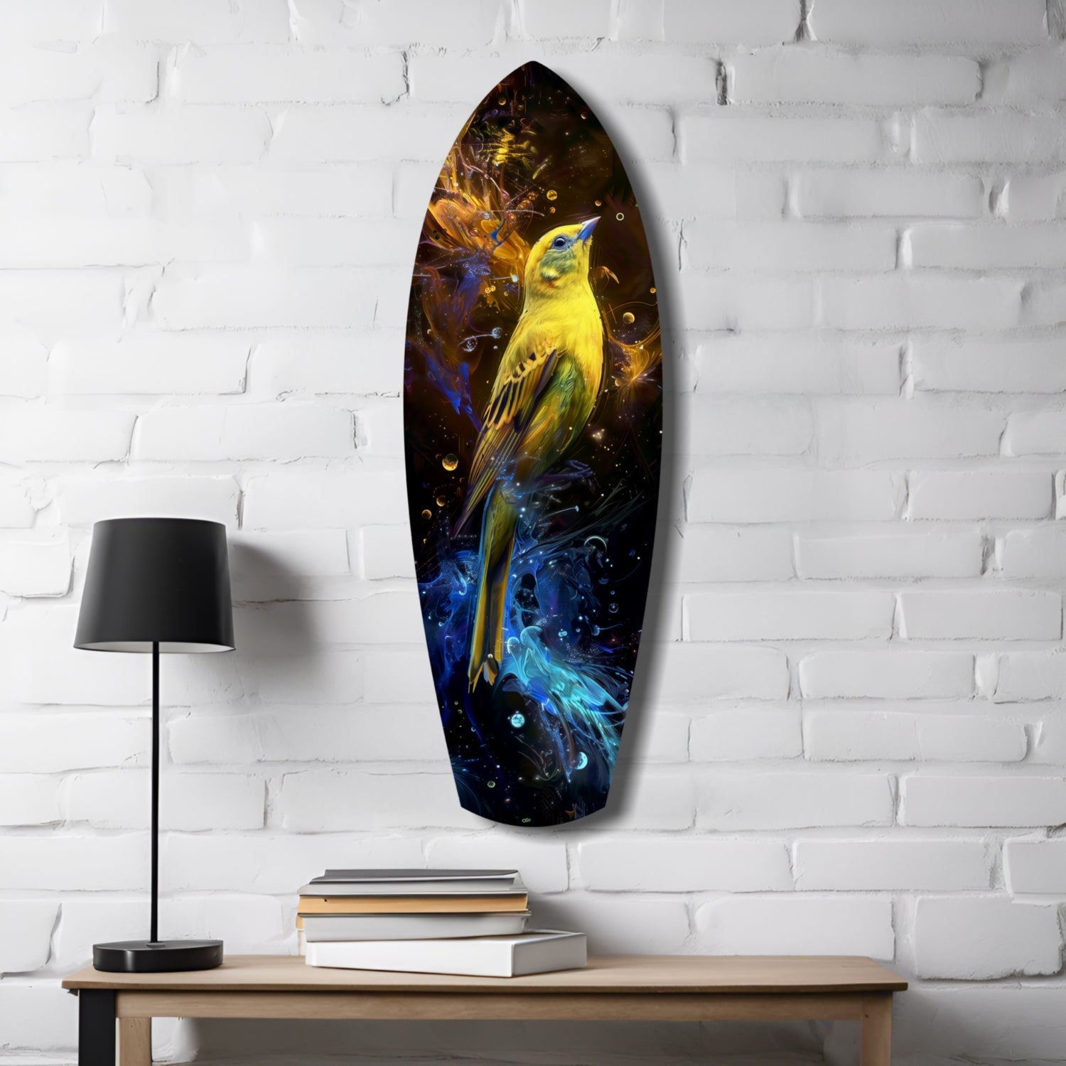 Yellow Bird Glass Wall Art.