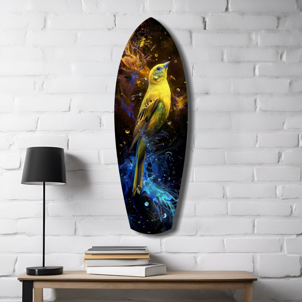 Yellow Bird Glass Wall Art.