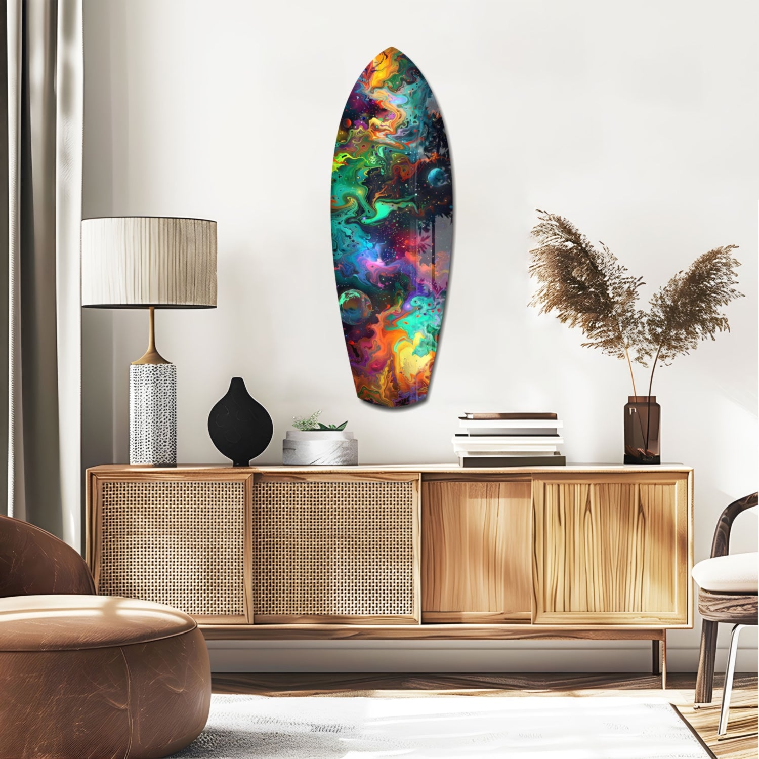 Kinetic Cosmos Glass Wall Art.